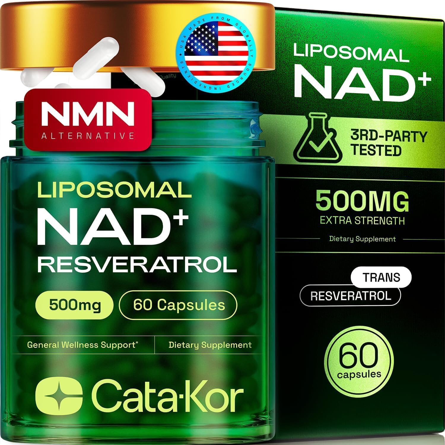 Liposomal NAD Supplement with Resveratrol – NMN Supplement Alternative – Third-Party Tested – 30-Day Supply – Advanced NAD+ Resveratrol