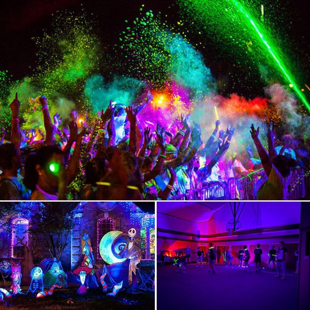 2 Pack 150W LED Black Lights for Glow Party， IP66 Waterproof Blacklight Flood Light，Halloween Lights,Body Paint, Fluorescent Poster,UV Resin Curing