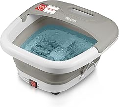 TZS First Austria - Foot Bath Foot Massager Foldable 450 W with 3 Attachments and 8 Massage Rollers - Foot Bath with Vibration & Air Bubble Massage, Infrared & Heating Function - Electric Foot Bath