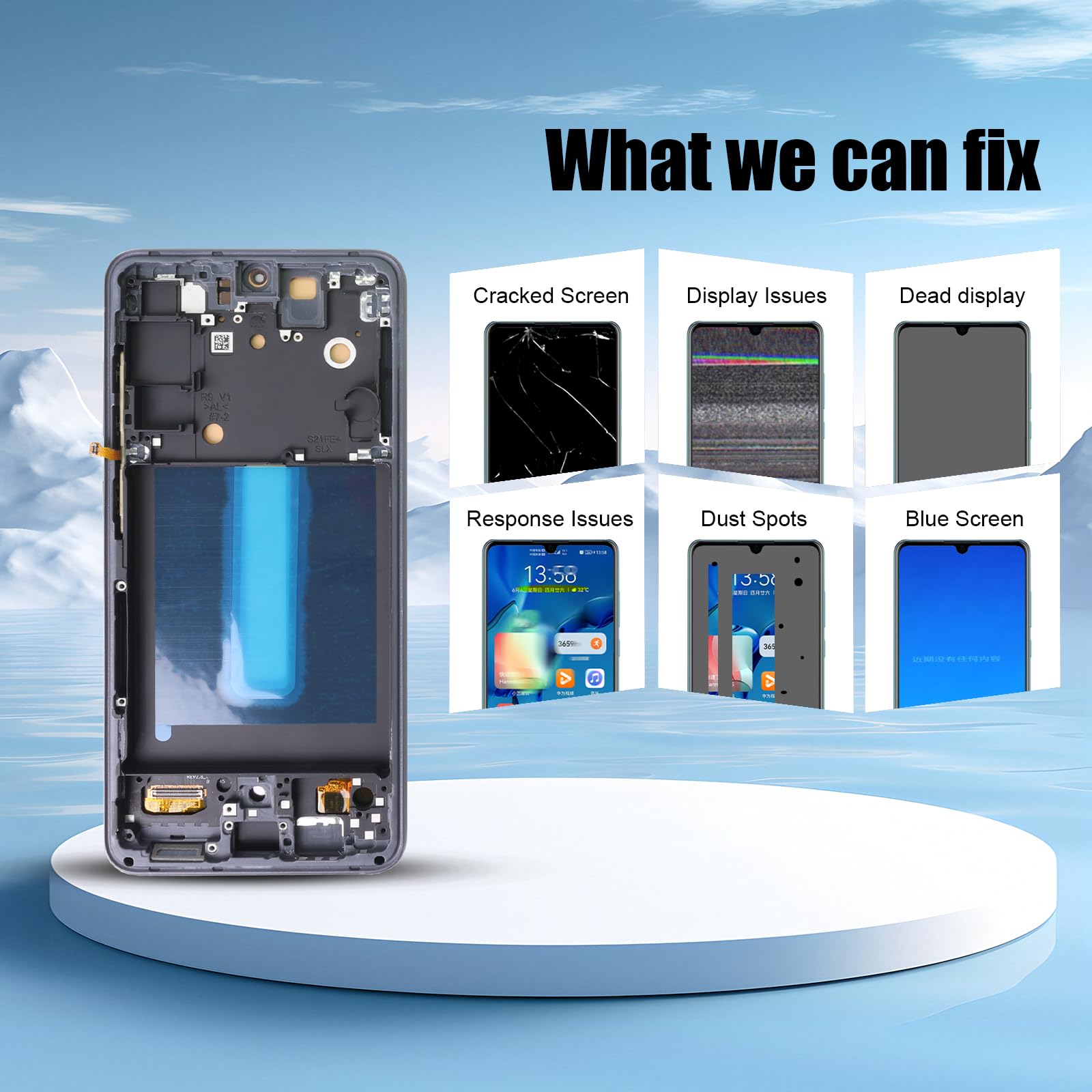 DTD OLED-Display für Samsung Galaxy S21 FE 5G Ersatz-LCD-Bildschirm (6,4", Schwarz mit Rahmen) Fingerabdruckerkennung unterstützt