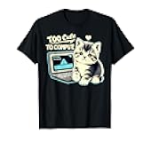 Funny Kawaii Cat Computer Cute Tech Coder Nerd Programmer T-Shirt for Men Women Kids