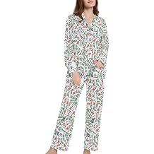 Womens Pajamas Set Long Sleeve Sleepwear 2 Piece Button Down Nightwear Soft Cotton Fall Pj Lounge Sets S-XXL