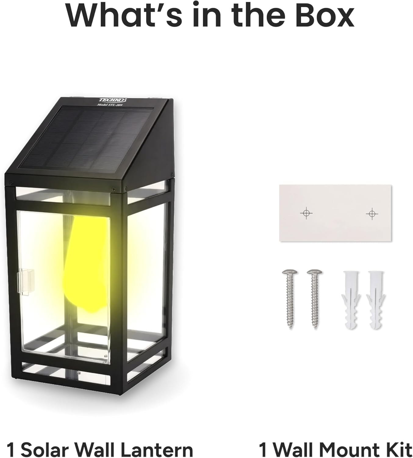 Outdoor Solar LED Wall Lantern LED Edison Bulb, Waterproof IP65, 12+ Hours of Battery, Clear Panel [1-Pack]