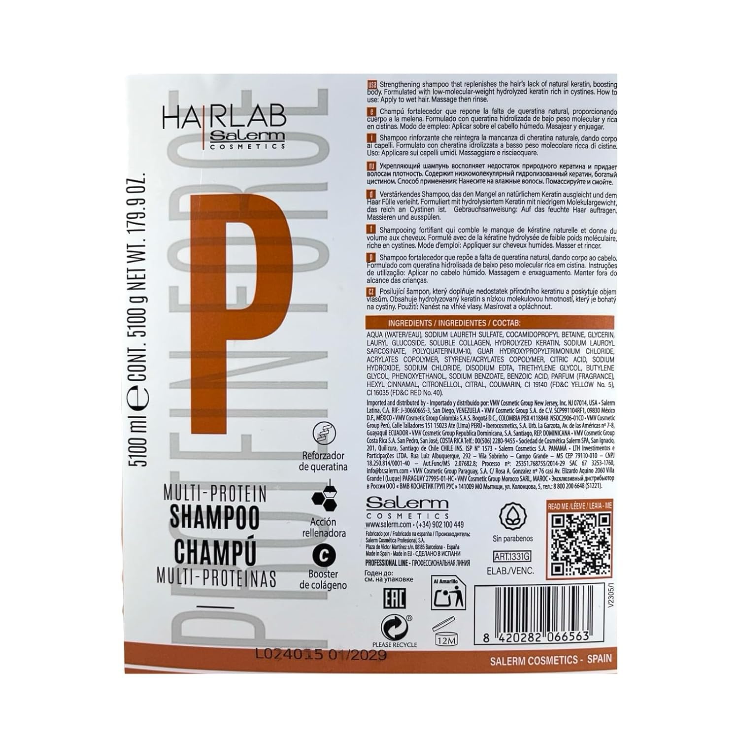 Salerm Gold Line Protein Shampoo for Unisex, 5100ml