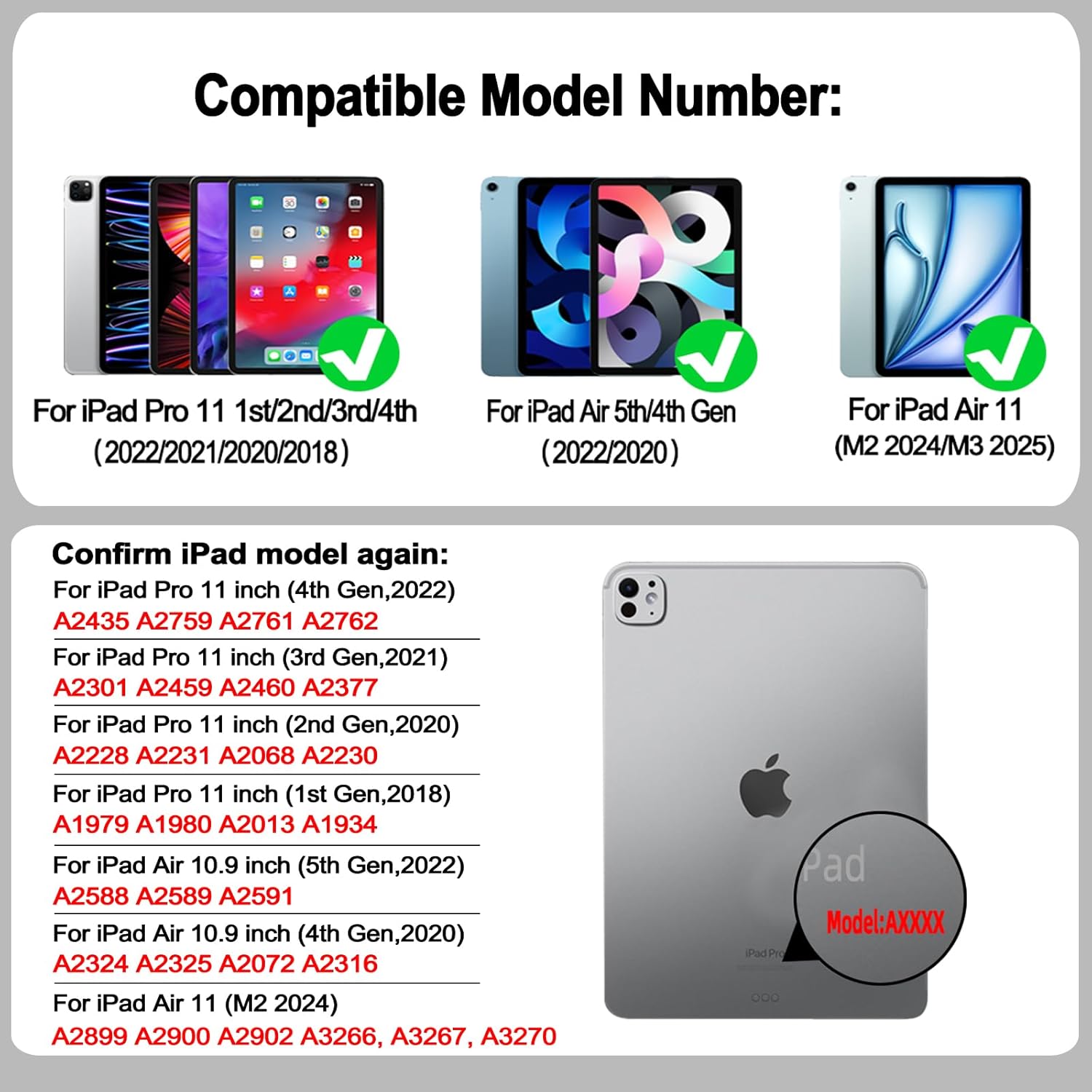 Magic for iPad Air 11-inch (M3/M2) Case with Keyboard Air 10.9"(5th/4th)/Pro 11(4th/3rd/2nd/1st)Gen, Trackpad Floating Rainbow Backlit TouchPad Keypad with Cantilever Magnetic Cover Black - Image 3