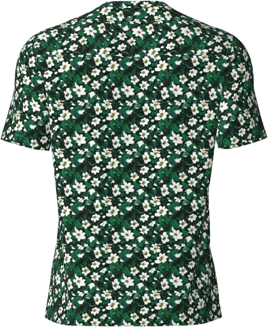 Hunter Green Floral Petals Pattern Print Men's Football Jersey Breathable Training Match Soccer Shirt Athletic Casual Wear