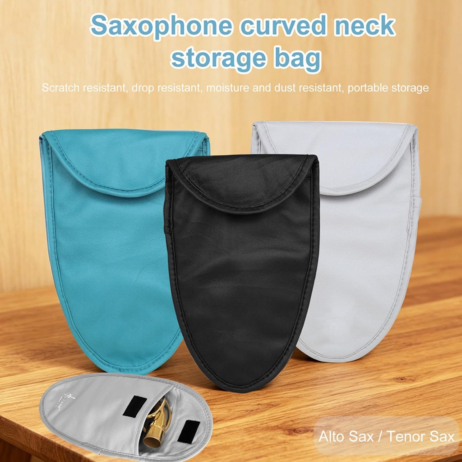 Saxophone Curved Neck Storage Bag, Soft Fabric Accessory Pouch for Rehearsal, Music Lessons and Daily Carry Use Soft Lined Neck Bag image 2