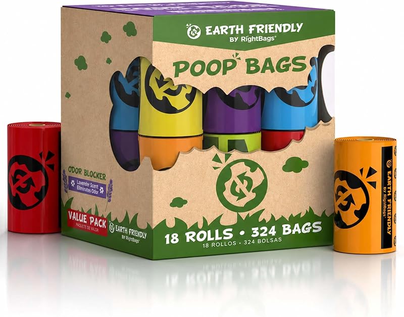 Dog Poop Bags, 324 Count - Extra Thick, Leak-Proof, Lavender Scented Dog Poop Bags with Odor Blocker - Eco-Friendly, Tear-Resistant, 9x13 Inch Bags for Large & Small Dogs - 18 Rolls