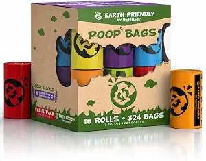 Earth Friendly Dog Poop Bags, 324 Count - Extra Thick, Leak-Proof, Lavender Scented, Eco-Friendly, Tear-Resistant, 9x13 Inch Bags for Large & Small Dogs