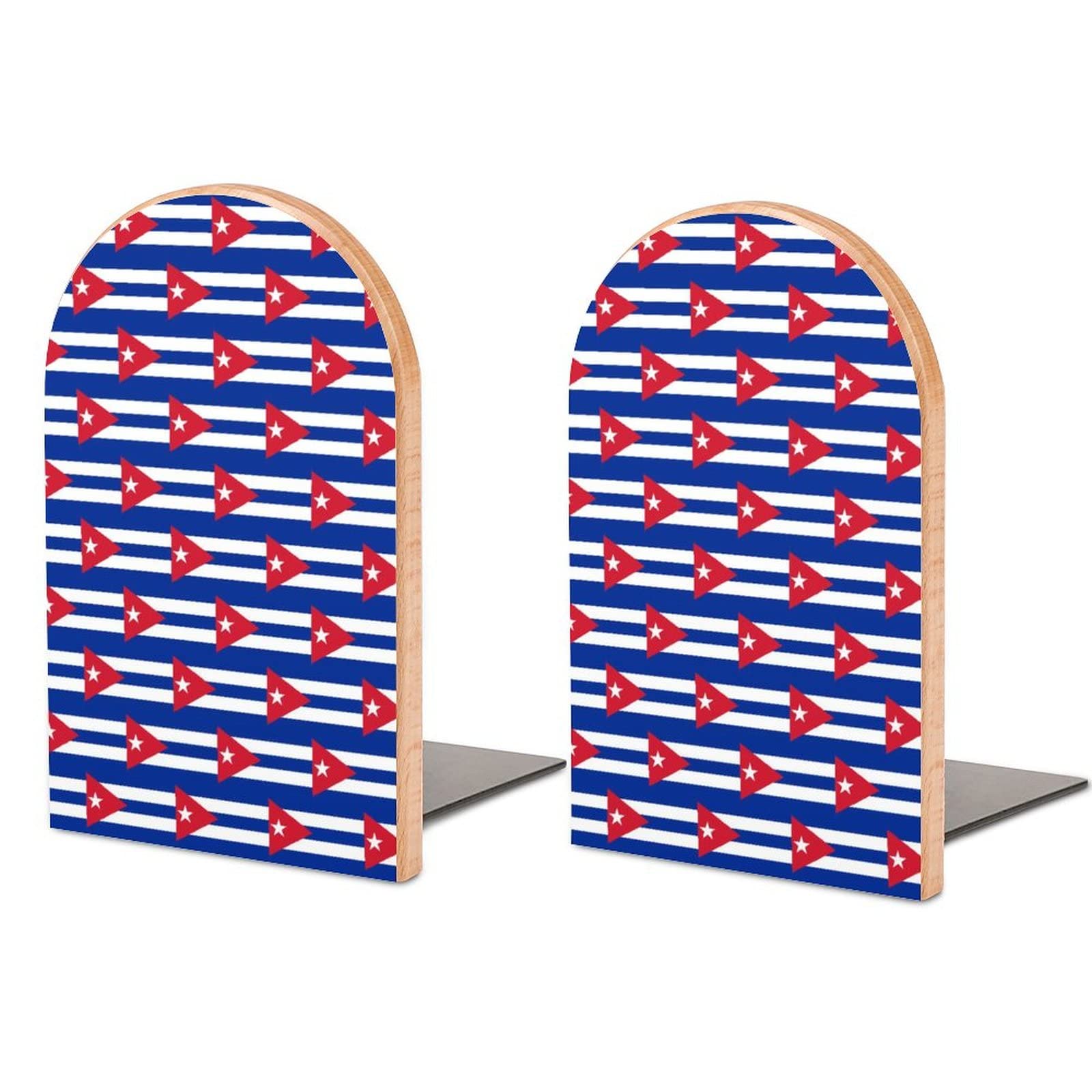 Flag of Cuba Bookends Heavy Duty Book Ends 1 Pair Home Office Shelves Book Stand Holder Decorative