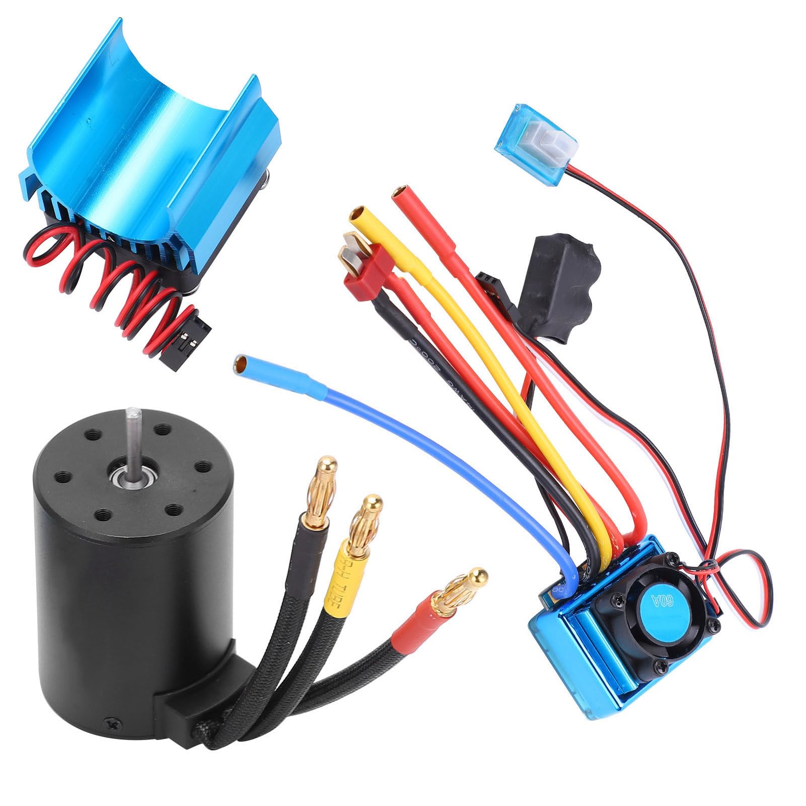 Zestaw Silnika Bezszczotkowego RC 2300KV, Regulator 80A ESC, do Modeli RC | Wodoodporna konstrukcja, wysokiej jakości aluminium, odpowiednia do samochodu RC w skali 1/10