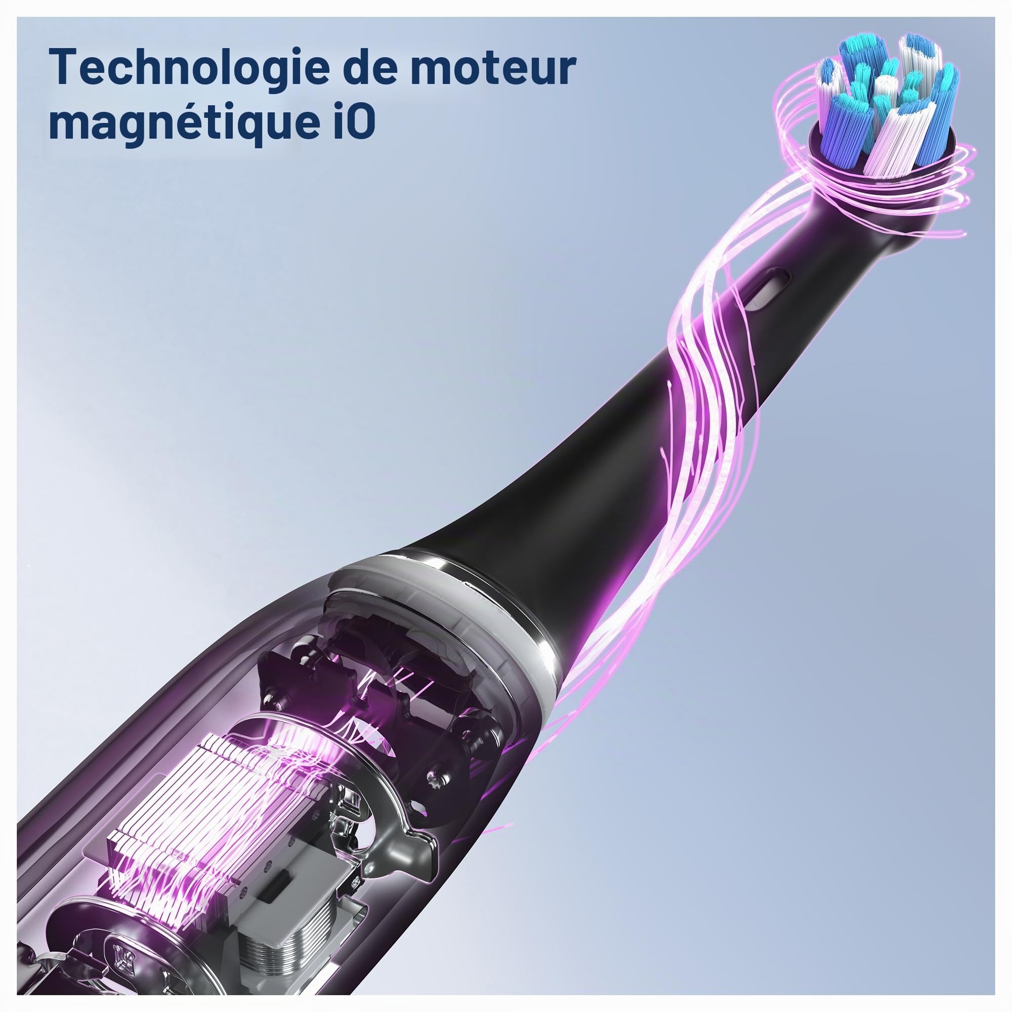 Oral-B iO Series 3 Brosse à dents électrique, avec 3 brossettes, étui de voyage, 3 modes de brossage pour les soins dentaires, brosse à dents électrique, conçue par Braun, noire