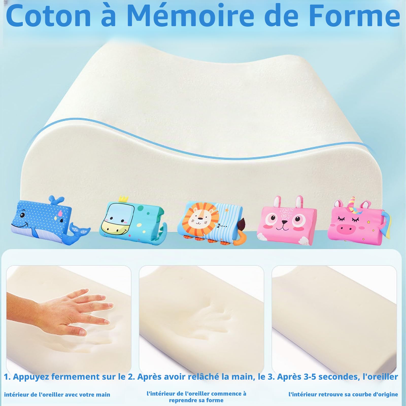 LUKIUP Oreiller Enfant, 45 x 27 cm Sommeil Enfant Coussin Enfant 2-6 Ans, Respirant, Confortable, Ergonomique Espirant et Doux pour la Peau, Barre de Lavage pour à Partir de 3 Ans