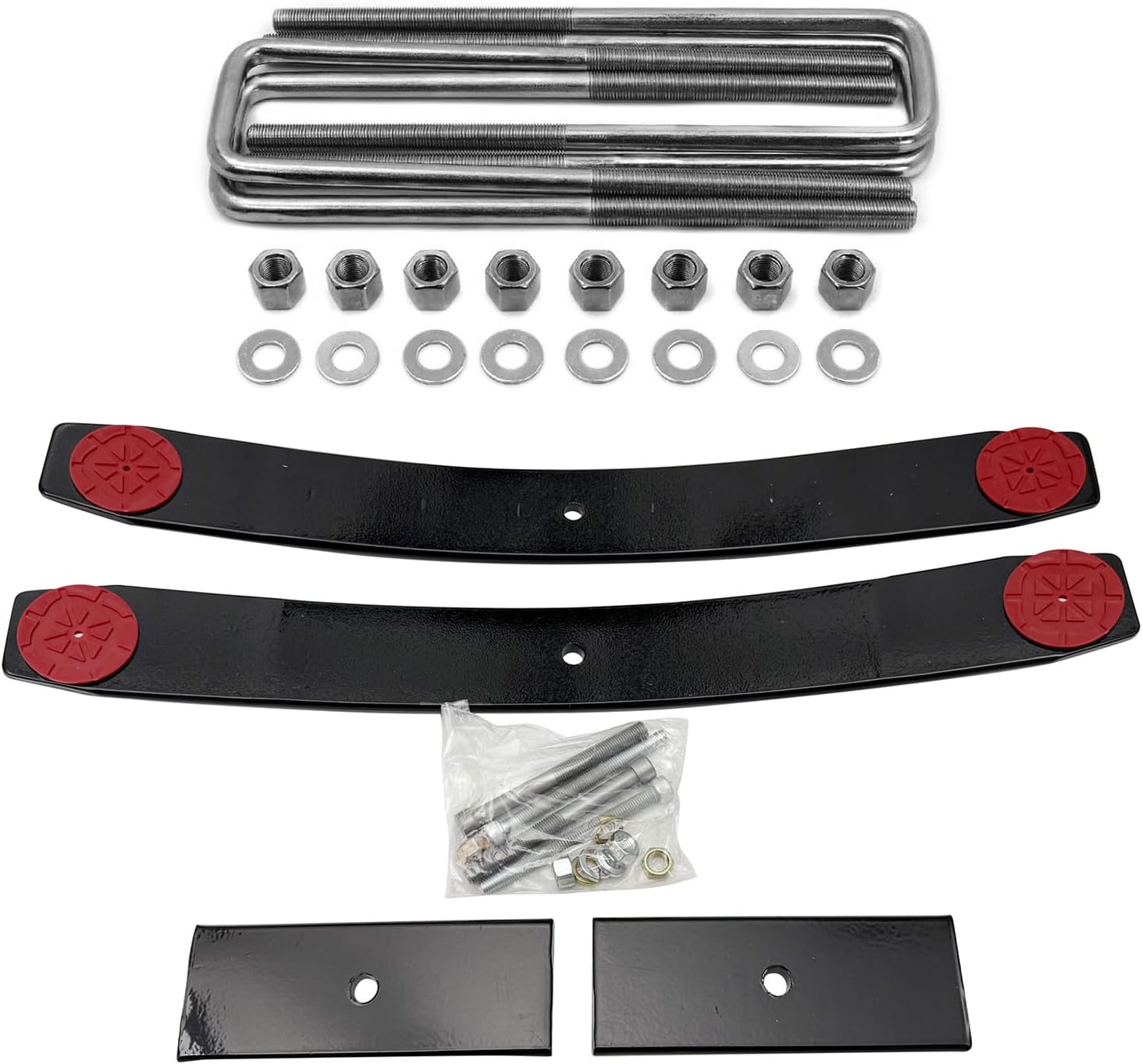 1.5"-2" Rear Add A Leaf Lift Kit with 8.5" long 2.5" wide Square U Bolts for 1995-2023 Toyota Tacoma 2WD 4WD TRD SR5
