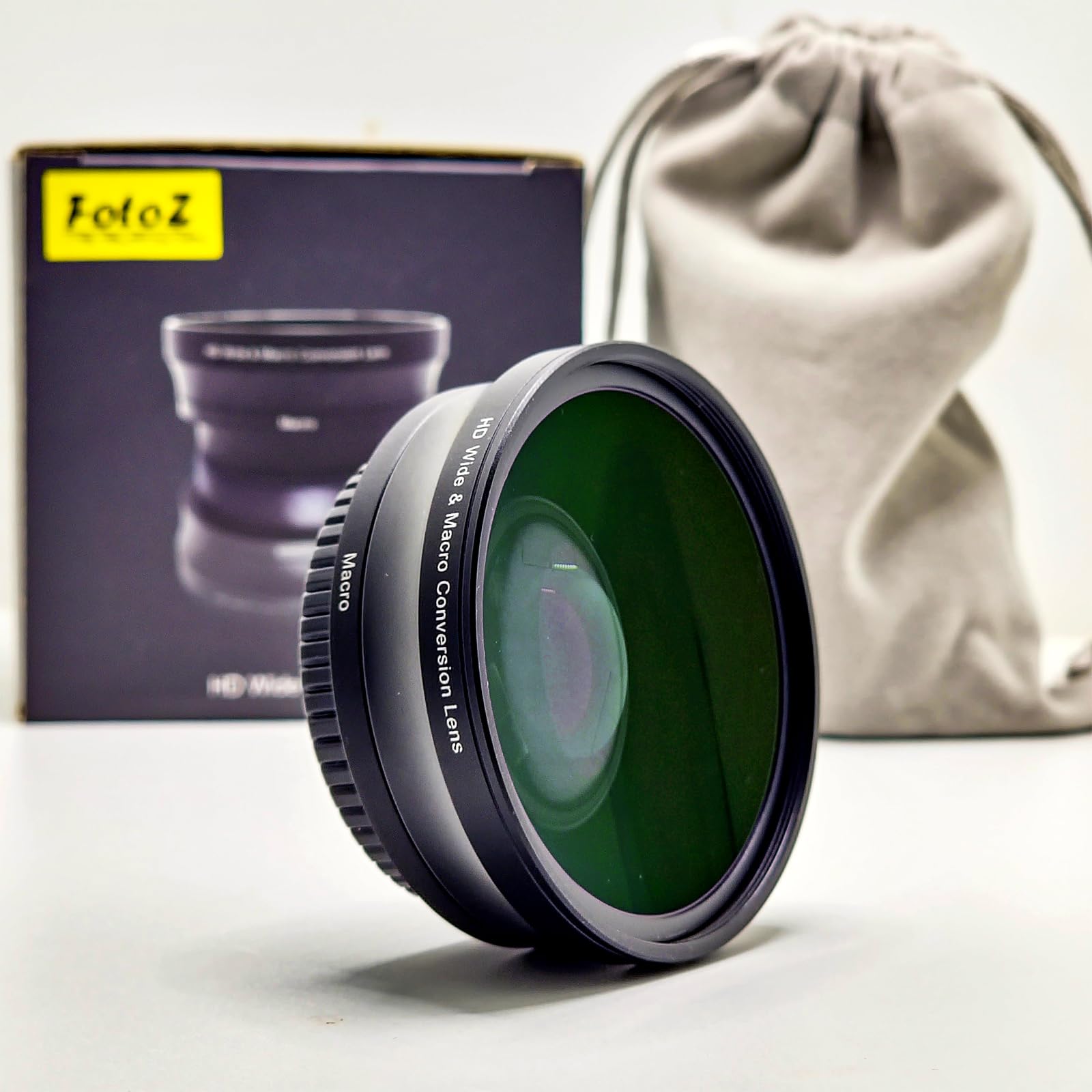Objectif Caméra 2 En 1 Macro Et Grand Angle 55mm - Compatible Filtre 62mm - Verre Optique + Alliage