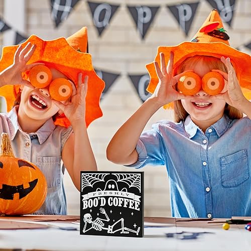 Miniatura 4 de Cartel de madera con texto en inglés "Smile Halloween", libros falsos de calavera, decoración de mesa auxiliar Boo para escritorio, estantería, bar,