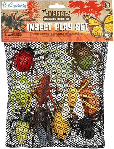Miniatura 7 de ArtCreativity Surtido de figuras de insectos en bolsa de malla, paquete de 11 figuras de insectos en varios diseños, juguetes de agua de baño para