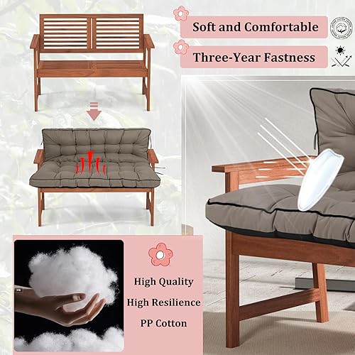 Miniatura 54 de Cojín de repuesto para columpio de 2-3 asientos, cojines de banco para exteriores con respaldo grueso de 4 pulgadas, muebles de patio, jardín, Flor