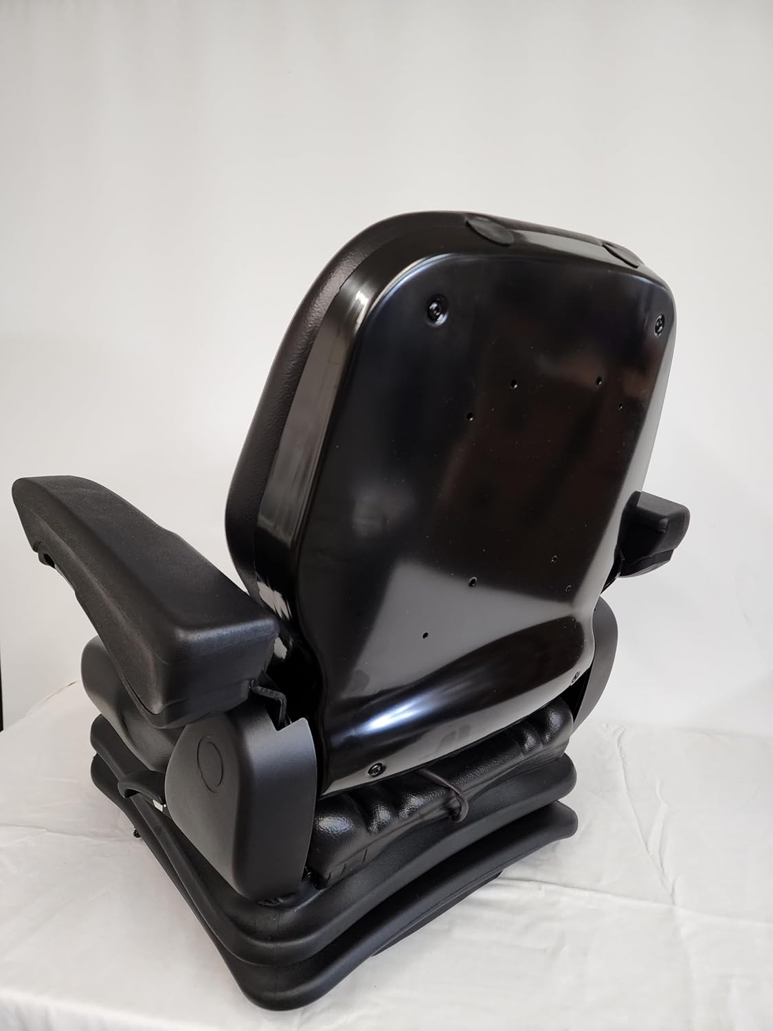 Suspension Seat Low Profile for Tractor, Lawn Mower, ZTR, Forklift with adjustable armrest, Black