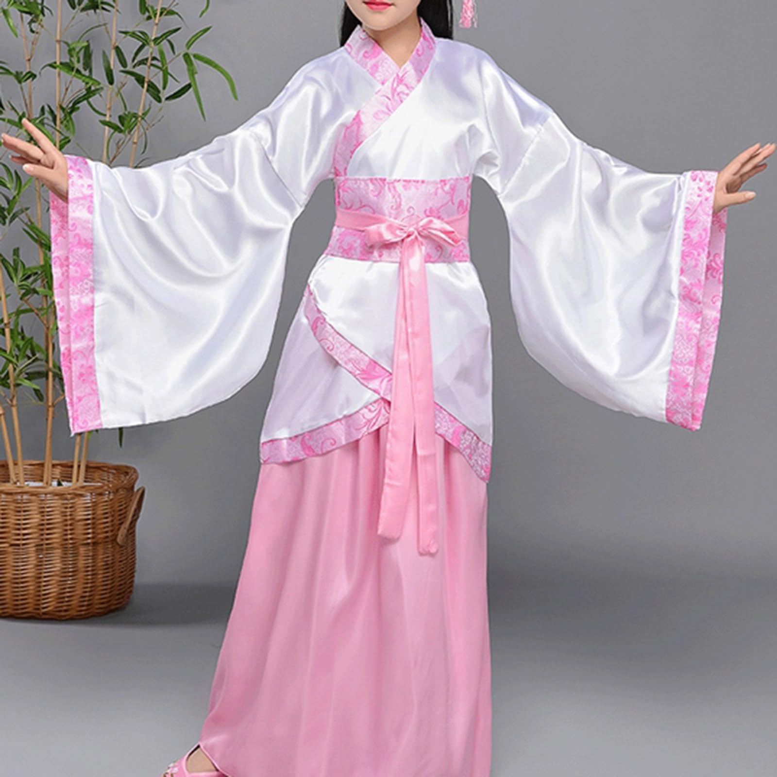 Generisch Elegante costume storico per bambini per spettacoli sul palco, outfit cosplay in stile antico, abbigliamento classico da principessa per festival, travestimento di alta qualità con dettagli