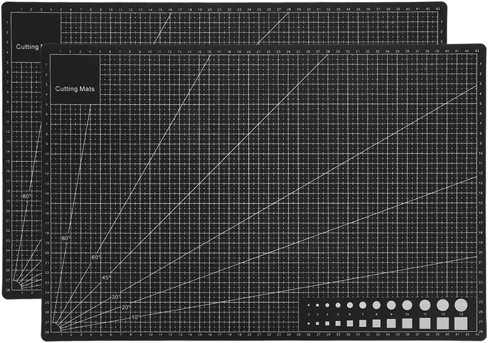 Cutting Mat A3 Black Self Healing Durable Non Slip Model Cut Pad Engraving Scale Board for Craft Paper Carving Negative Film Cutting Writing Painting PVC 30x45cm 2Pcs