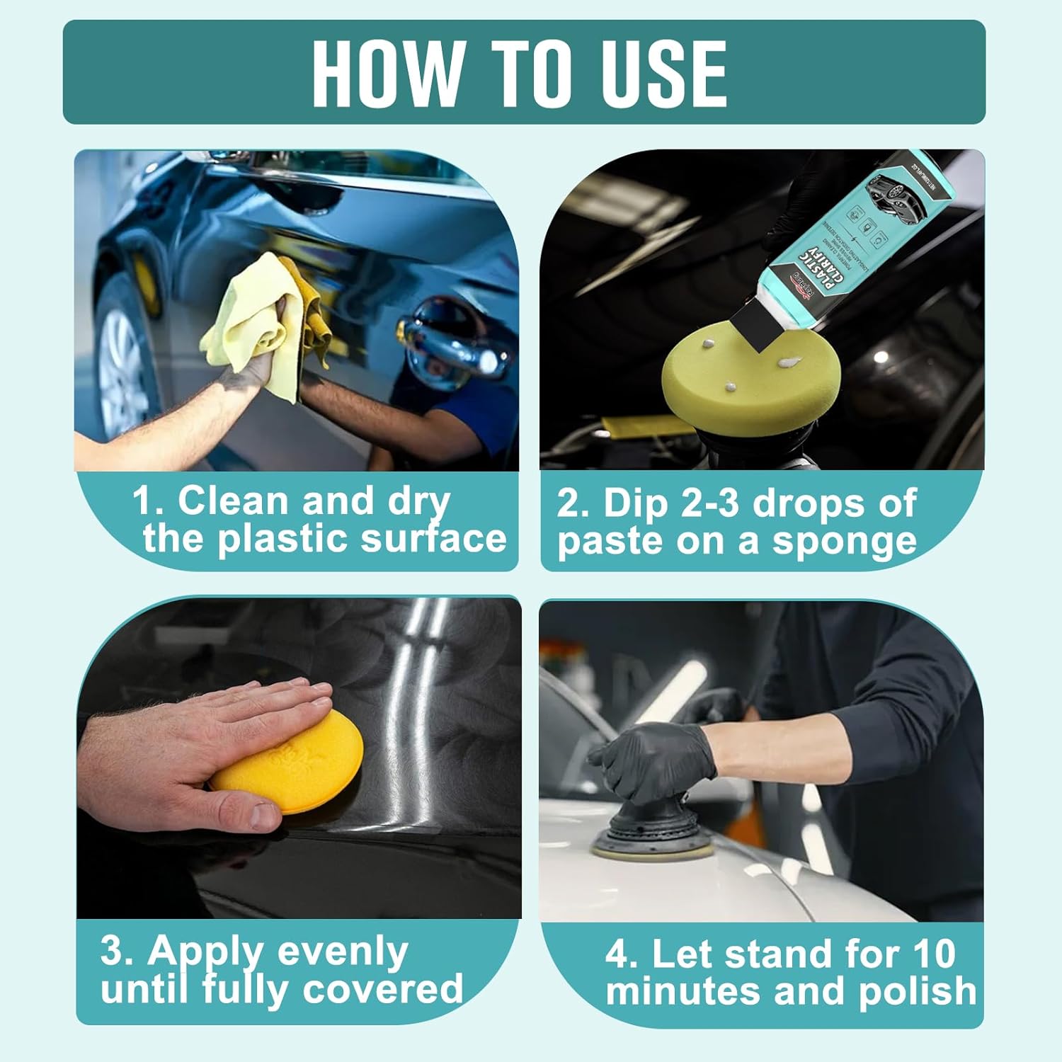 2 Pcs Plastic Clarify For Cars, Plastic Clarify, Waterless Spray Wax, All-In-One Detailer For Car Interiors & Exteriors, Plastic Rubber Leather Restorer For Cars-120 ML - Image 7