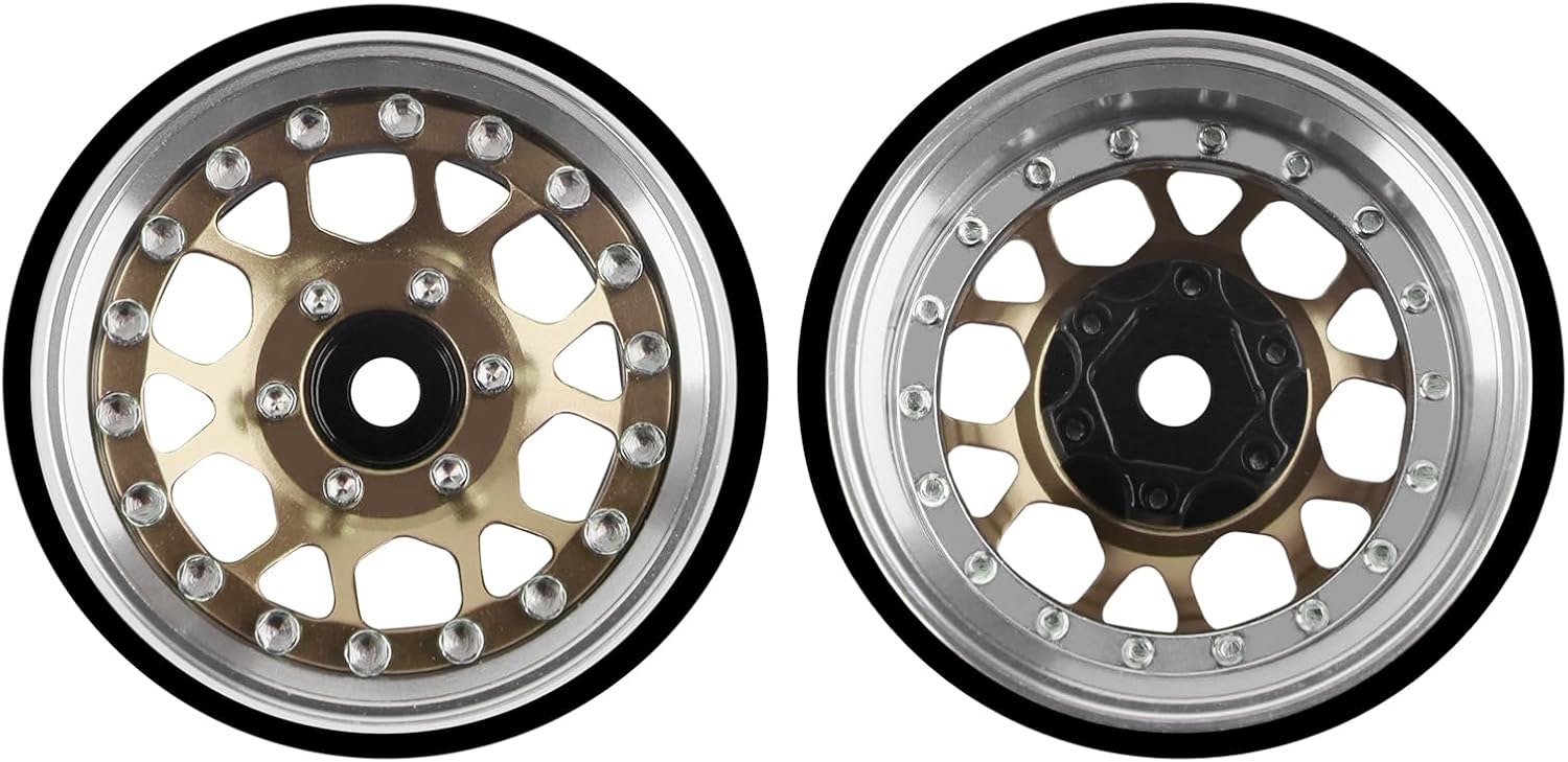 1.3″ Beadlock Wheels, Aluminum Alloy Adjustable Negative Offset Rims for 1/18 1/24 RC Micro Crawlers Ascent18 TRX4M SCX24 FCX24 Upgrades Parts, 4PCS