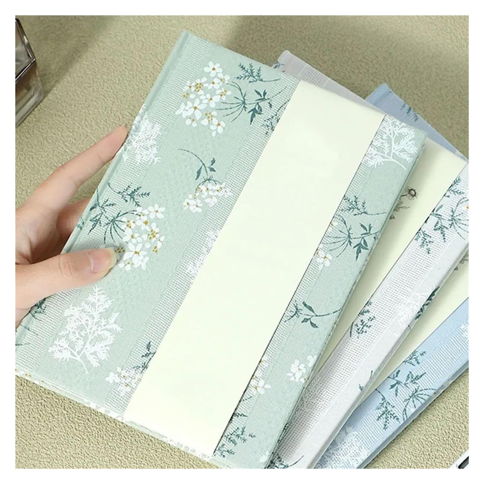 Couverture en tissu for carnet de notes A5, livre à main Compact, reliure en coton polyvalente brodée(Gray)