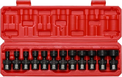 Miniatura 2 de MIXPOWER Juego de 6 llaves de vaso de impacto universal de 14 pulgadas SAE de 14 pulgadas - 916 pulgadas, zócalo giratorio con tambaleo flexible,