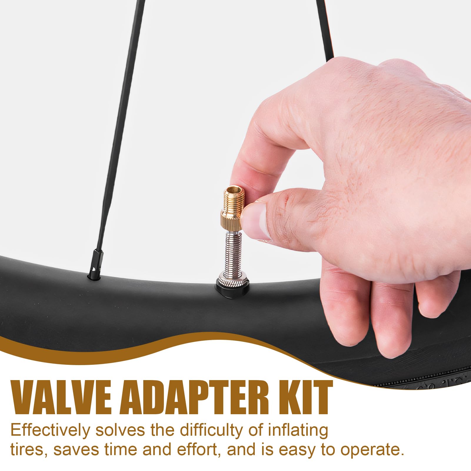 Juego de adaptadores de válvula, juego de adaptadores de válvula multifuncional, compatible con Bosch EasyPump. Válvula francesa en coche y aguja de bola para bicicleta, coche (latón) — view 6