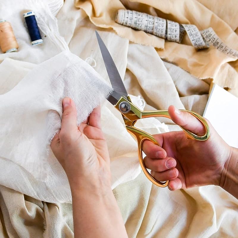 KOOCHUWAH 26,5 cm Profi Szabó Olló Rozsdamentes Acél Arany Szövet Textil Bőr Varrás