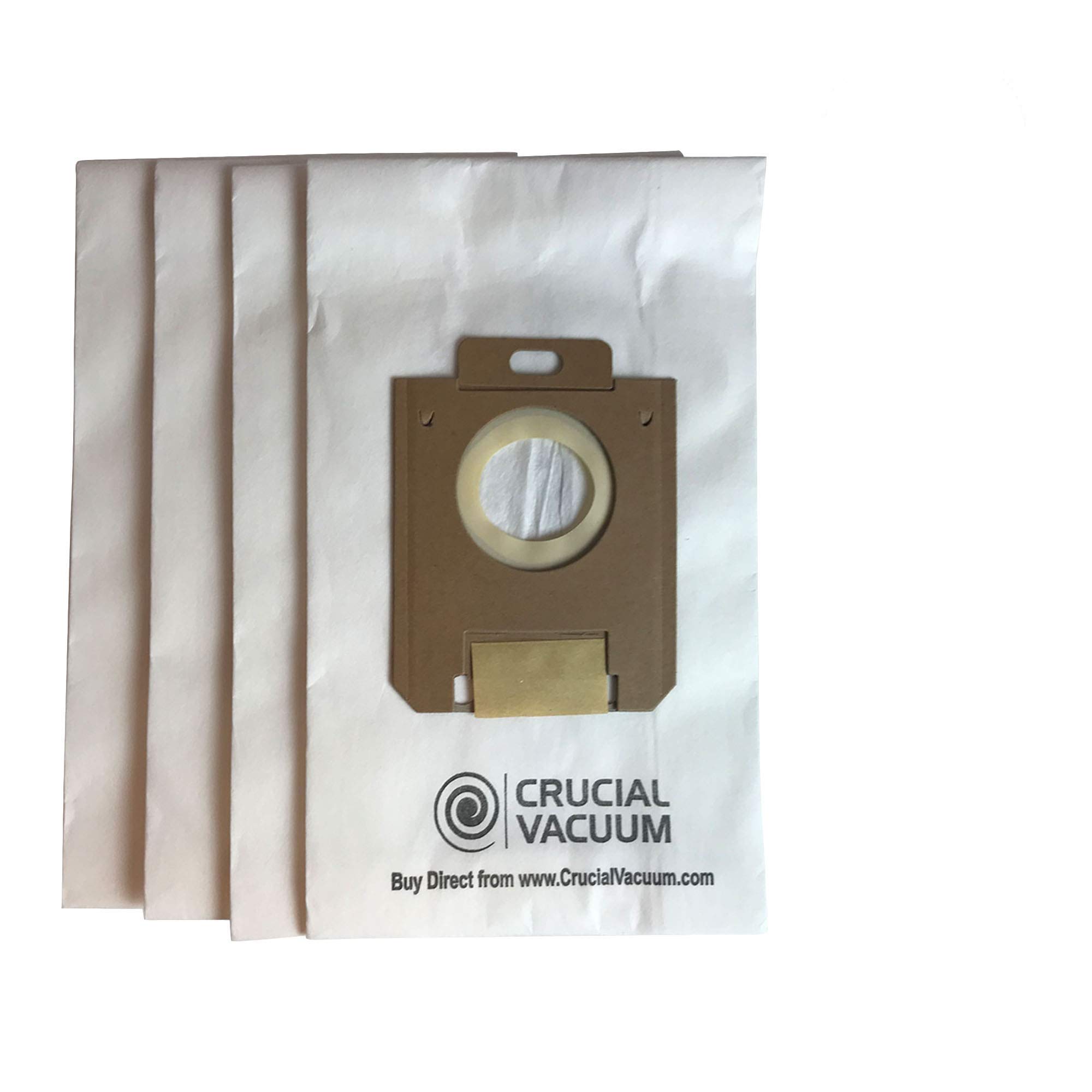 Crucial VacuumReplacement Vacuum Bag Compatible With Electrolux OX & Eureka S Paper Bags Part # 61230, 61230a, 61230b, 61230c - Fit Harmony Oxygen Paper Bag - Compact Disposable Paper Bags (4 Pack)