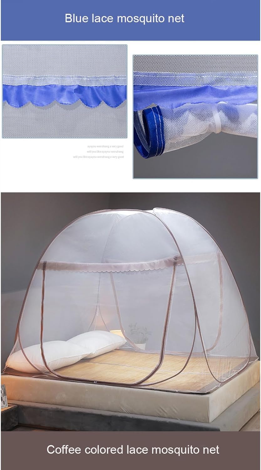 Zanzariera pieghevole per letto, tenda portatile per letto, tenda estiva per dormire (marrone, 180 x 200 cm)