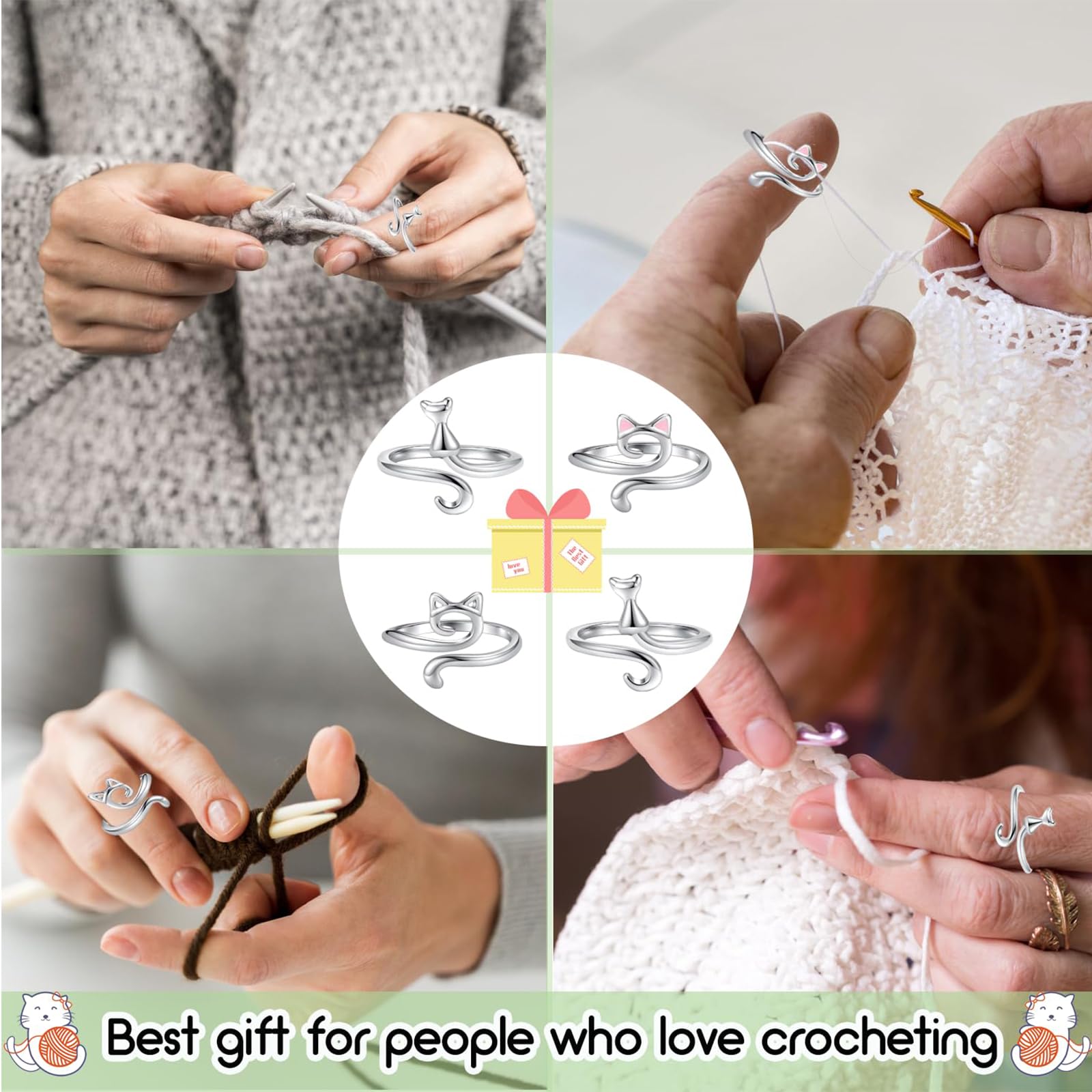 Lot De 7 Anneaux à Crochet Réglables - Accessoire Tricot/crochet En Alliage Aluminium, Protection Doigts, 7 Couleurs