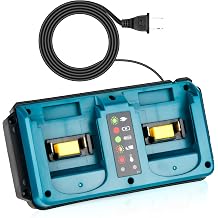 18V Battery Charger Compatible with Makita 14.4V-18V LXT Batteries for BL1820 BL1830 BL1850 BL1430B BL1450B BL1440B, Dual Ports Battery Charger Replacement for Makita, Blue