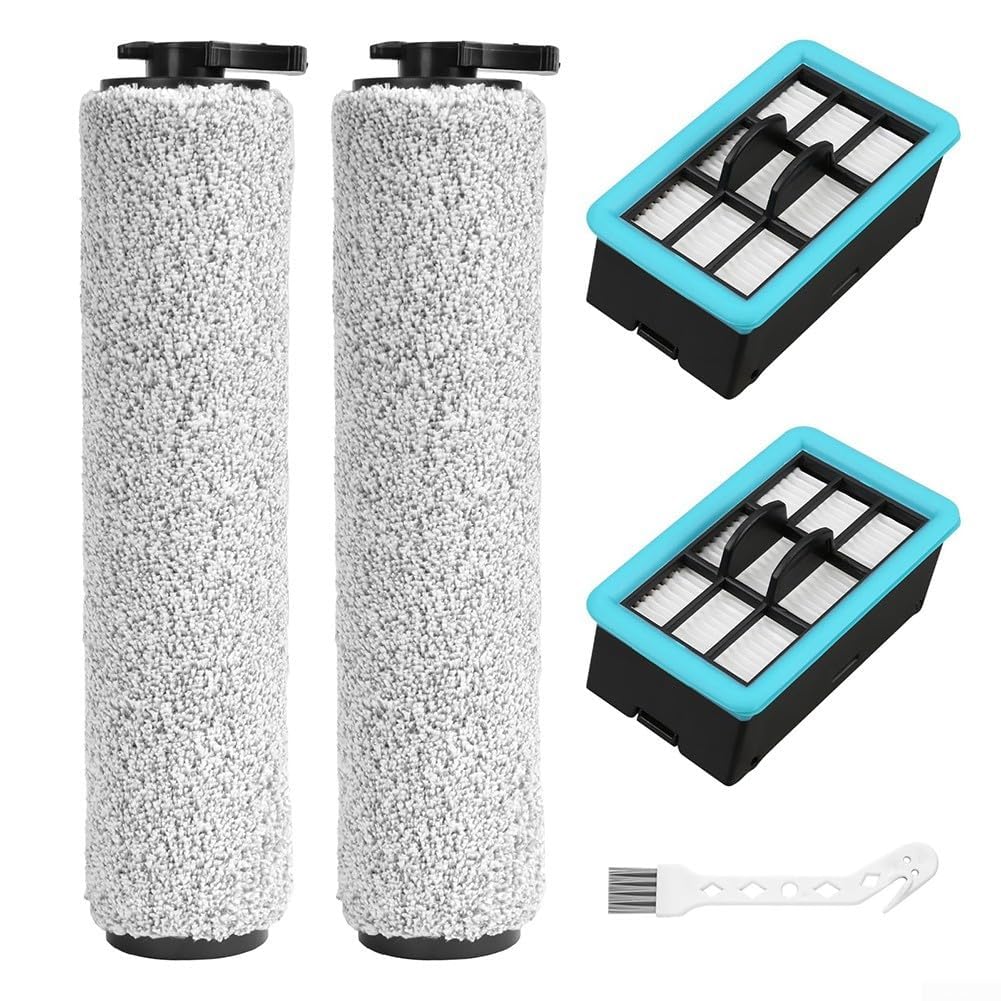 Replacement Parts For BISSELL For CrossWave 3831 HF2 3845/3847/ 3848 Floor Scrubber, 2 Roller Brushes and 2 Filter Replacement Set