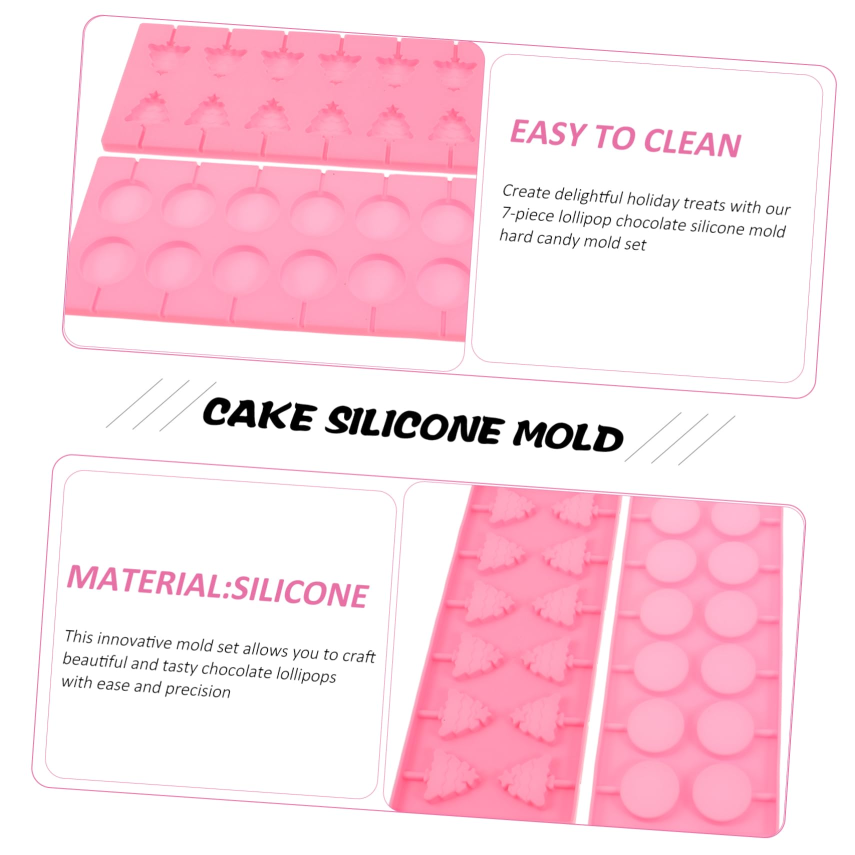 Moules à Sucettes en Chocolat de Noël, Kit Silicone 7 Pièces