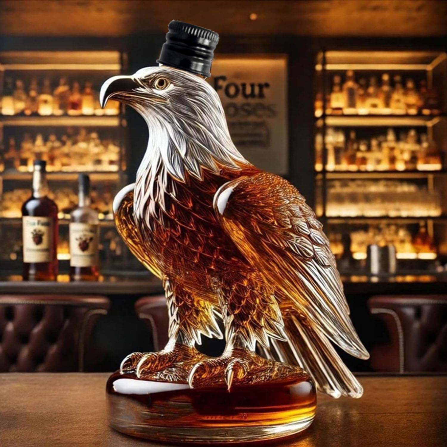 Carafe à Whisky En Verre Avec Aigle - Décoration Bar 350ml - Cadeau Homme, Papa