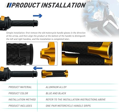 Miniatura 6 de JMTBNO Manijas universales de motocicleta de 78 pulgadas, 0.866 in, agarres de goma CNC compatibles con Honda Yamaha, Suzuki, Kawasaki, Dirt Bike