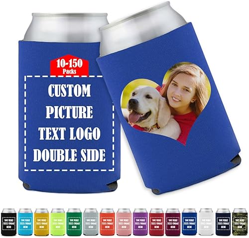Enfriador de bebidas para latas de cerveza con logotipo y texto personalizados, funda para botella de cerveza aislada para fiestas, 100 unidades,