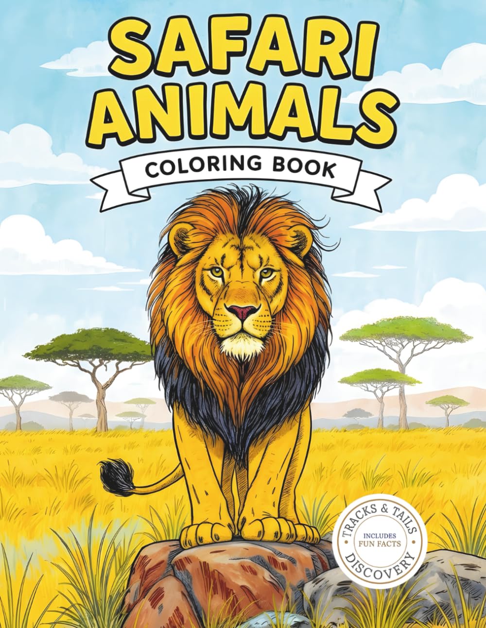 Safari Animals Coloring Book: 40 Realistic Safari Animals with Fun Facts and Natural Habitats (Tracks & Tails Discovery)