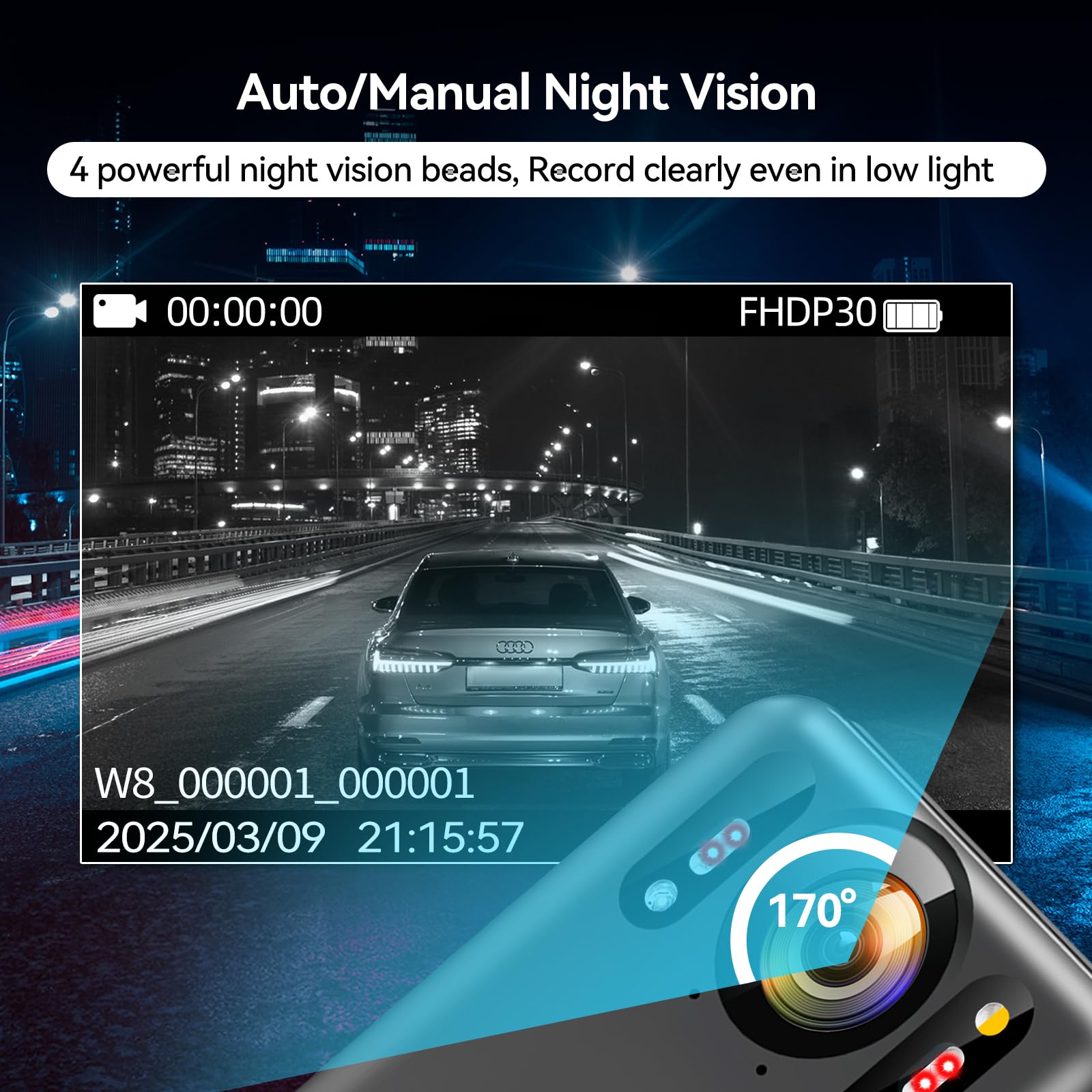 CAMMHD W8-128GB 4K Anti-Shake Body Cam 2 baterías 4000mAh con 10 horas de grabación de vídeo, cifrado de datos coche Ultra HD visión nocturna Bodycam cámara corporal con estación de carga para