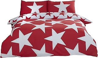 Rapport Stars - Juego de Funda de edredón Reversible, polialgodón, Color Rojo