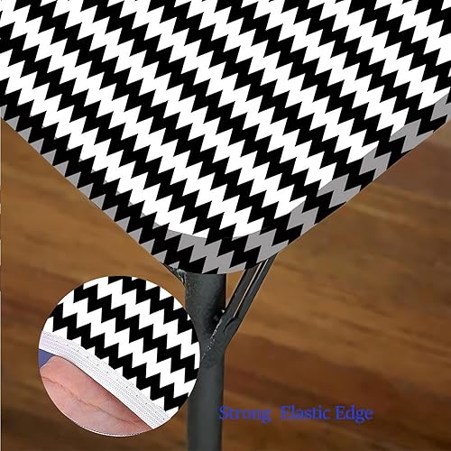 Miniatura 5 de Mantel cuadrado Chevron Zig Zags in Black and White Sharp Arrow lavable a prueba de derrames, se adapta a mesas de 48 x 48 pulgadas, para
