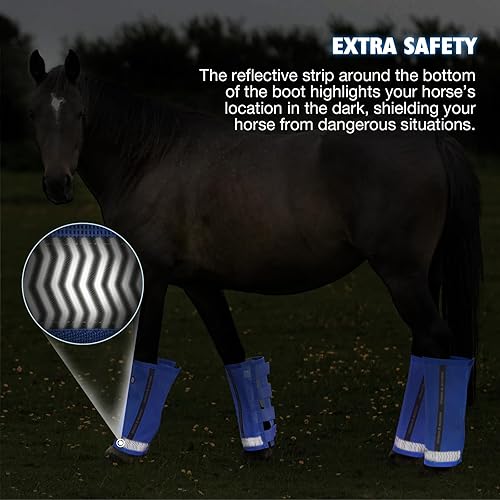 Vista 29 de Harrison Howard Botas de caballo sueltas con protección UV, leggings de malla fina duraderos con tiras reflectantes (juego de 4)