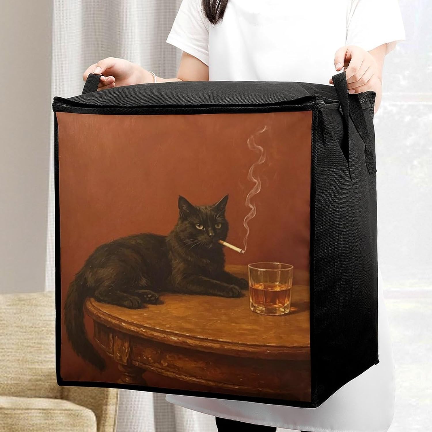 Humor Cool Animal Comforter Storage Bag Moving Bag | Clothes Storage Bins-70L,Moving Bag With Dual Handles For Easy Carrying, Zipper Design Durability for Home,Bedroom,Closet