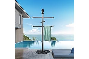 Pool Towel Rack | Anykonio Heavy Duty 6 Bars Never Tilt Metal Base