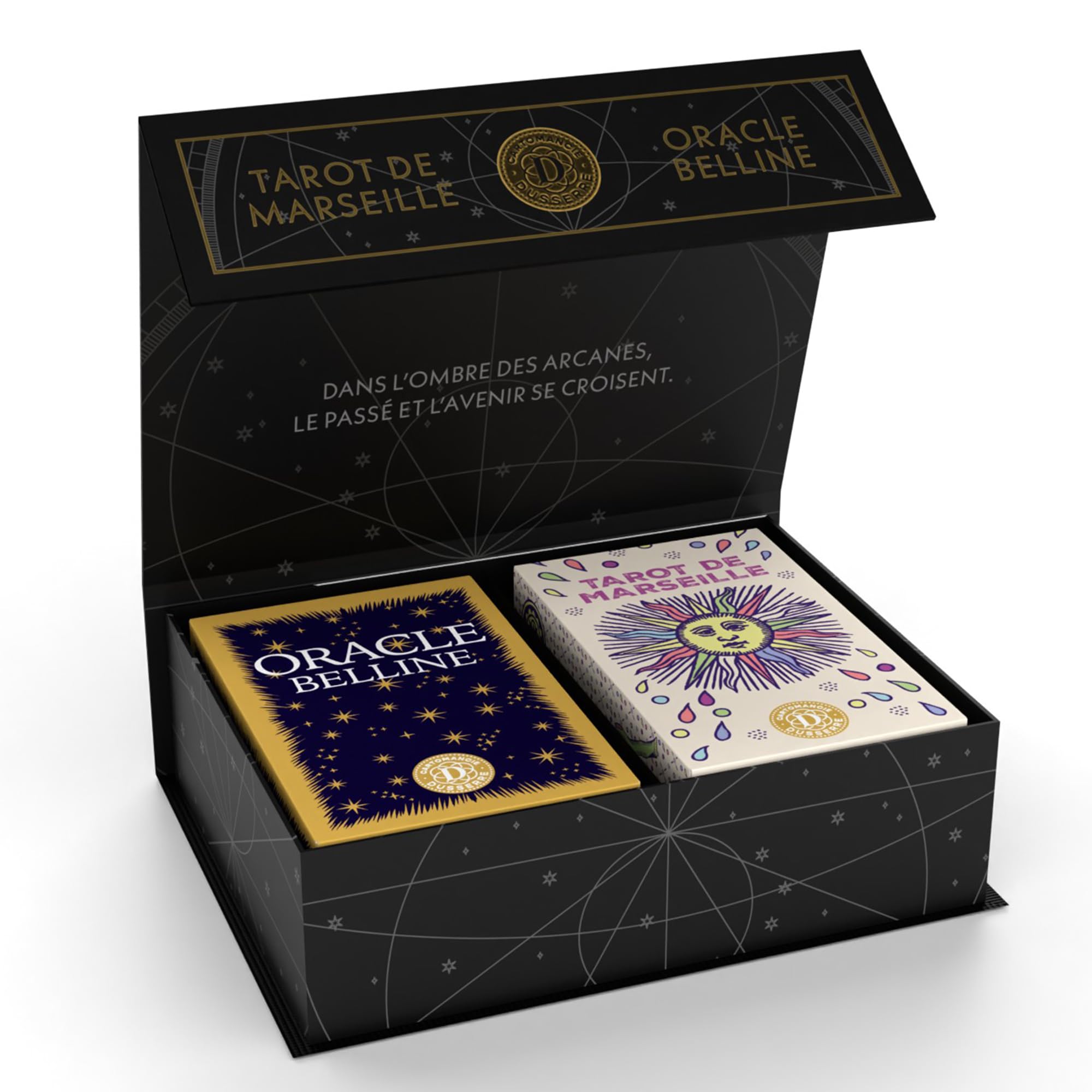 Dusserre – Minis Tarot-Spiele Marseiller & Oracle Belline | Sammelbox Cartomancie | Limitierte Edition | Orakel und Tarot Wahrsagerei | Hartschale