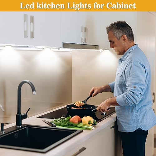 Miniatura 4 de Luces para debajo del gabinete, brillo ajustable, 3 colores, iluminación de armario debajo del mostrador, luces de armario con control