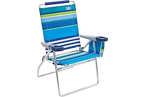 Rio 17" 4-Position Beach Chairs 2 Pack: High Off Ground Chairs for Adults